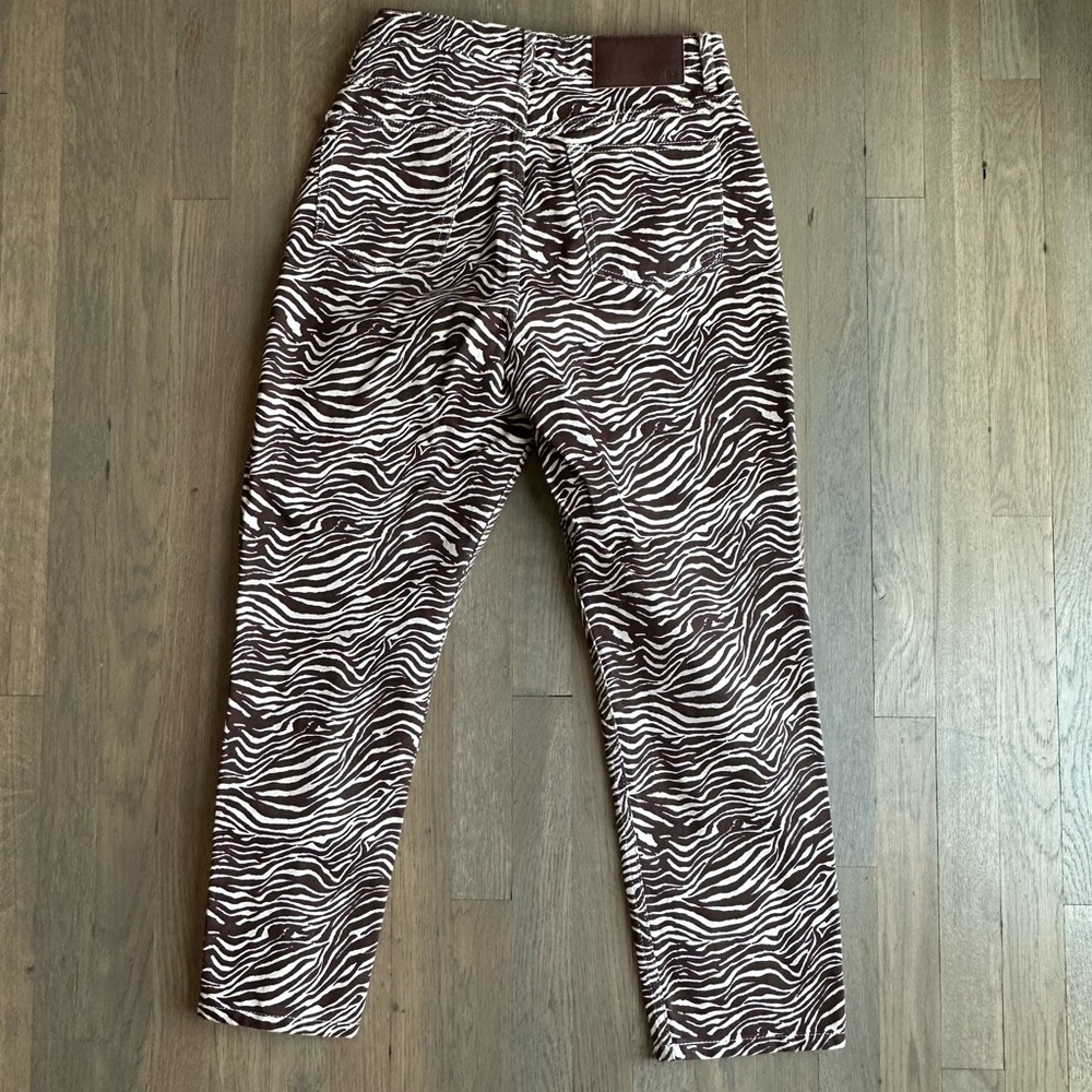 Reclaimed Vintage Women’s High Rise Straight Jeans, Brown and White Print